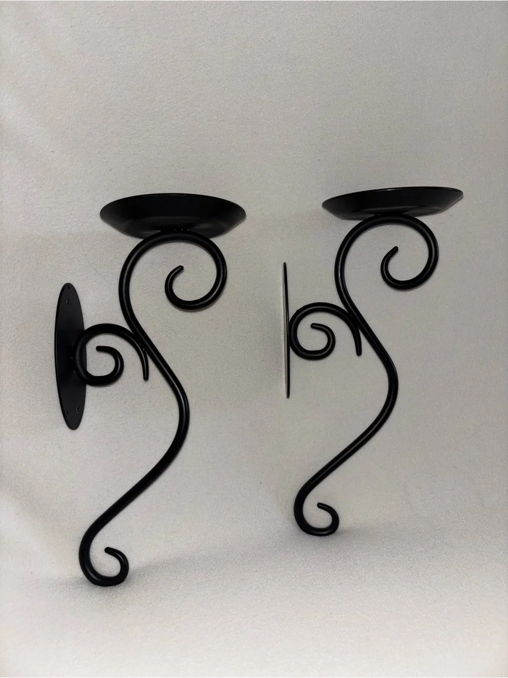 Vintage 2001 PartyLite Hearthside Sconces P7776 Black Scroll Pair